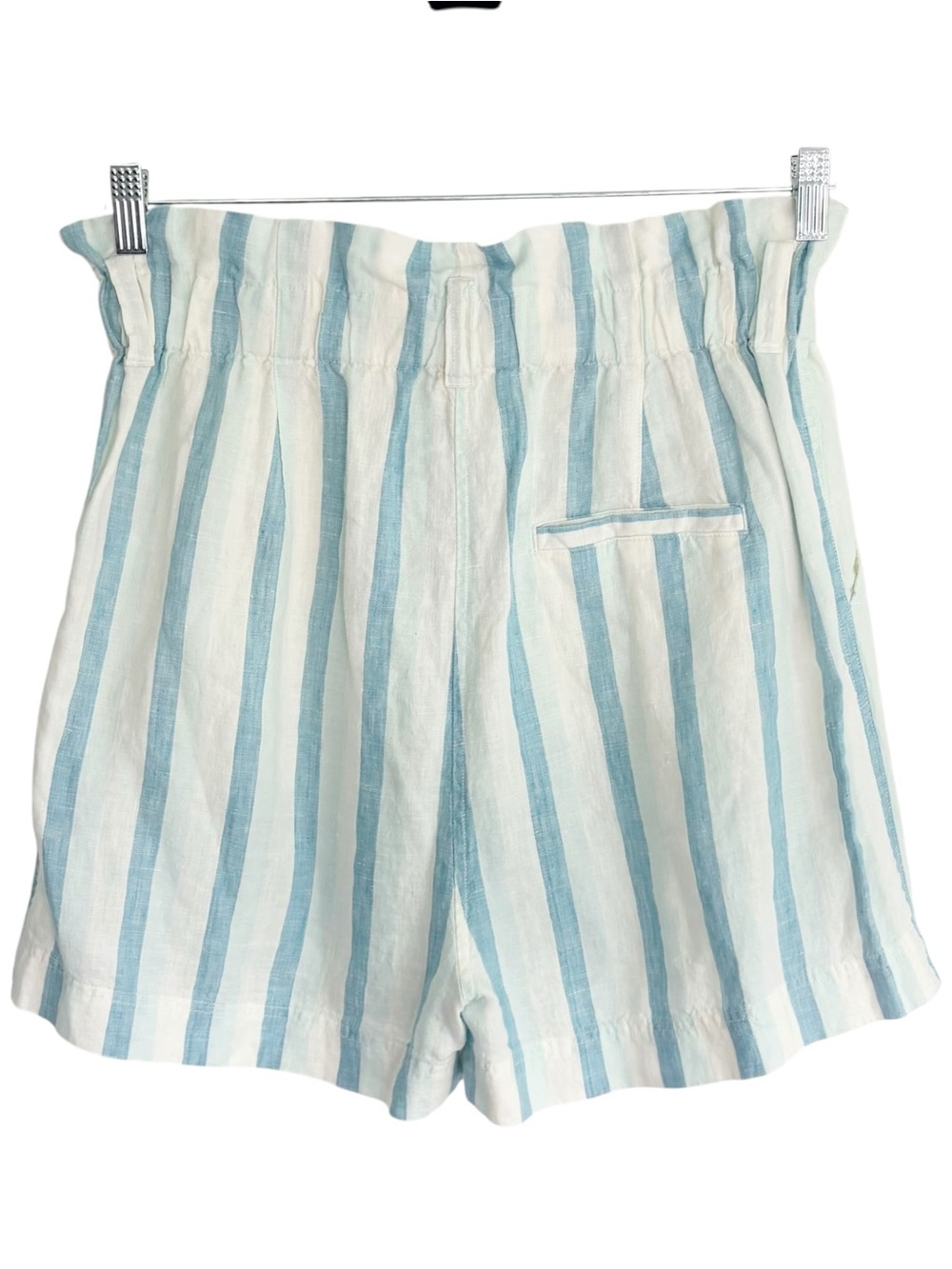 FAHERTY Cypress Catalina Stripe 100% Linen Paperbag Shorts Women’s Medium - Picture 2 of 9